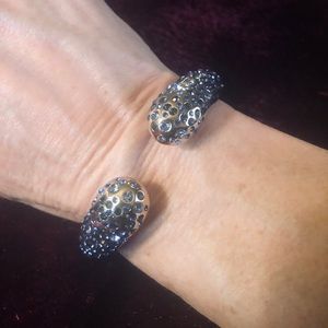 Snake Hinged Blue Crystal Bracelet